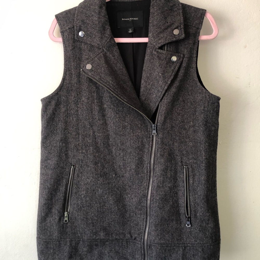 Banana Republic Gray Moto Vest Asymmetrical Zipper